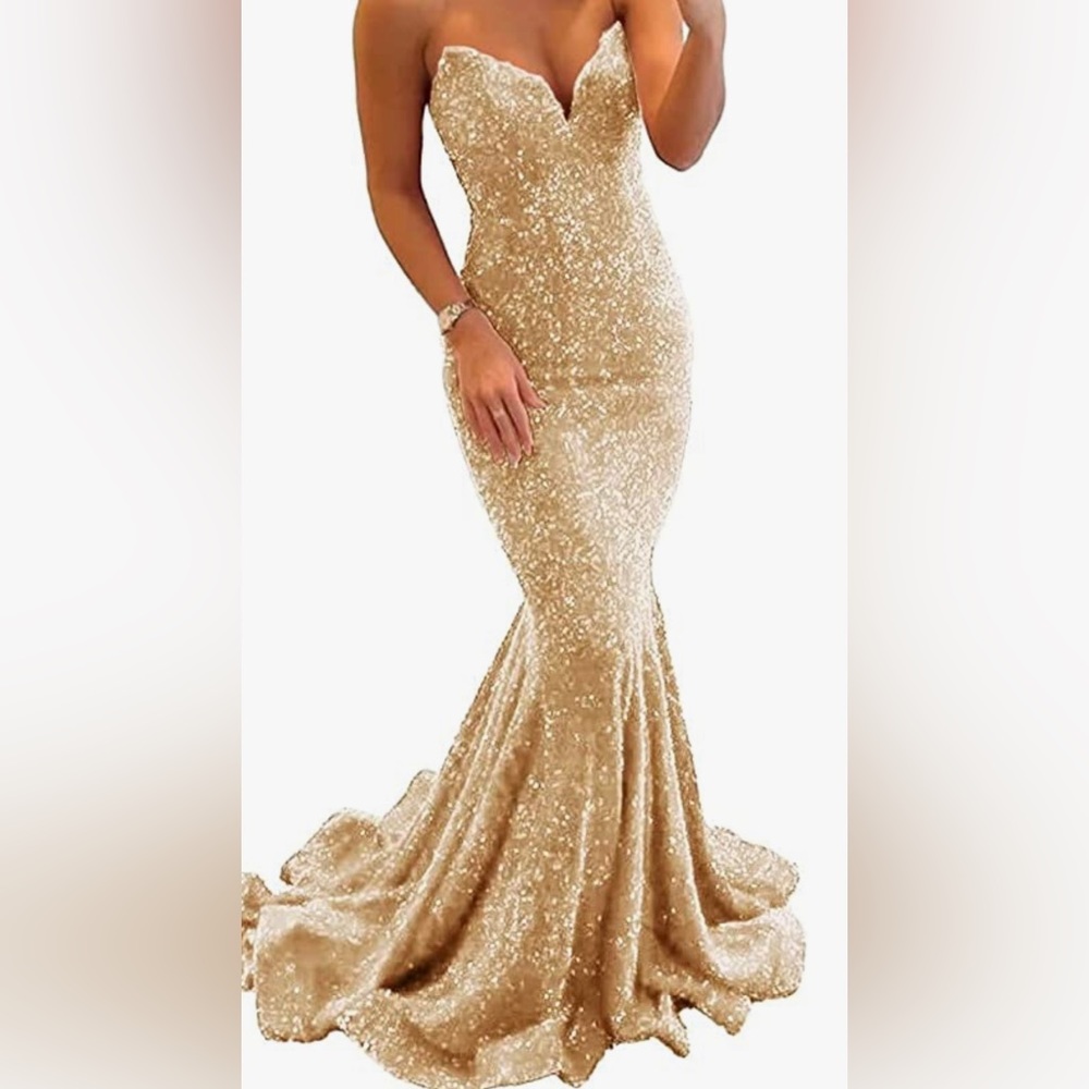 champagne prom dress